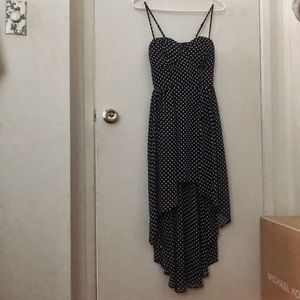 Forever21 Navy Blue Polka Dot Hi-Low Dress Small